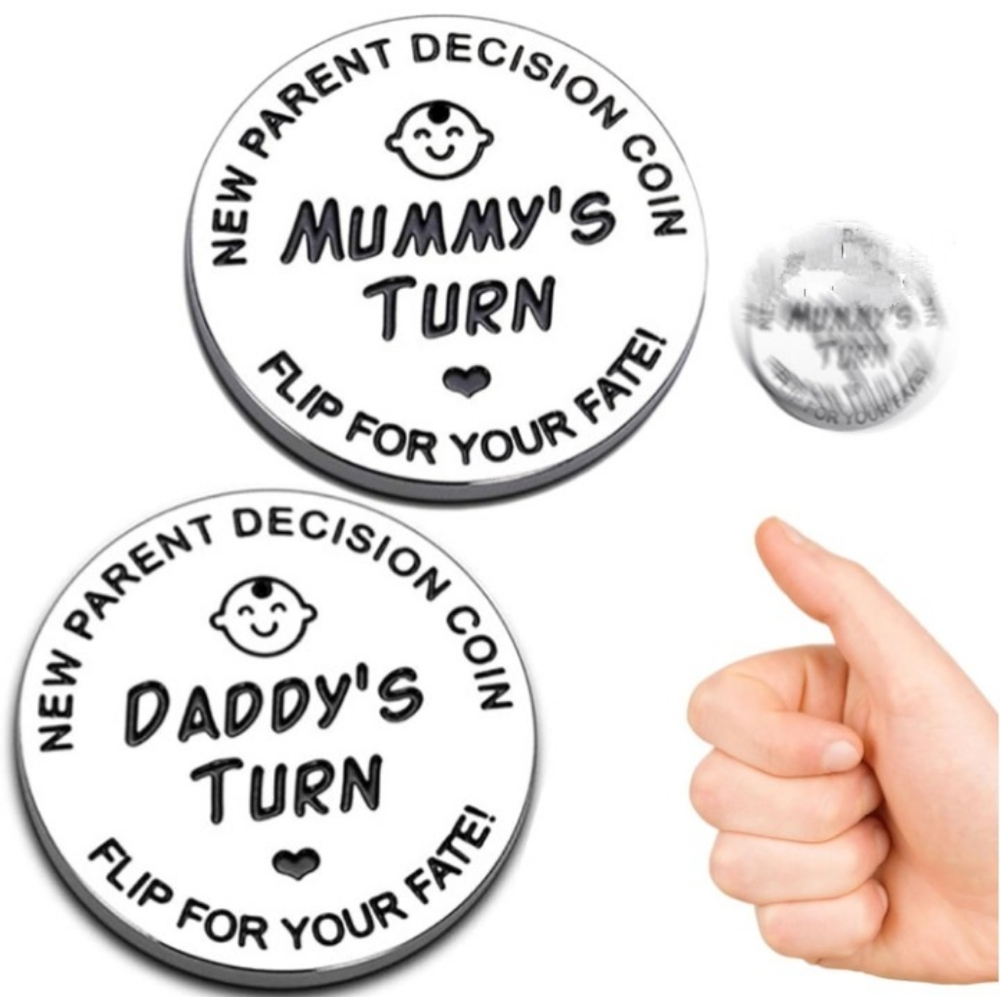 New Parents Metal Decision Flipping Coin Diaper Change Chores Game Gift